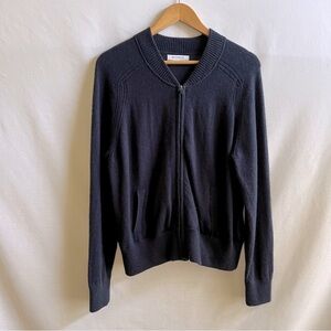 BR Standard Navy Blue Cashmere Blend Knit Cardigan Sweater with Zipper